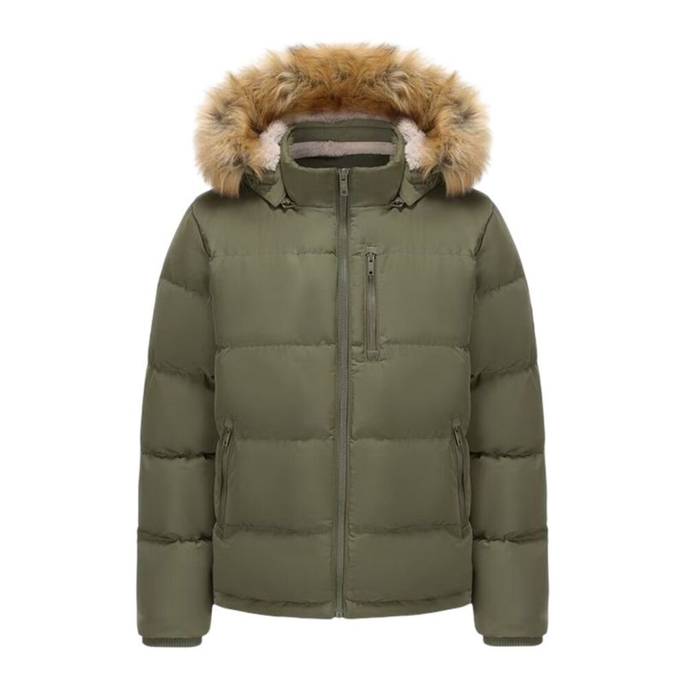 SoulCal Mens Bubble Recycled Polyester Puffer Jacket / Khaki Green